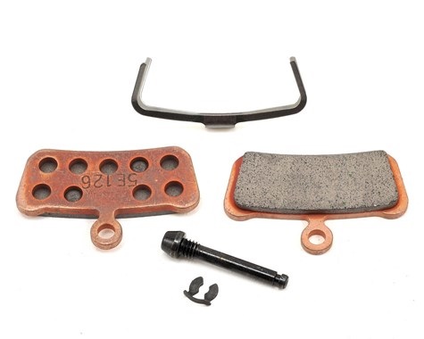 SRAM Pastiglie Freno Sinterizzate per Guide e Trail - Coppia con Molla e Spina di Montaggio, 4 Pistoni, Grigio