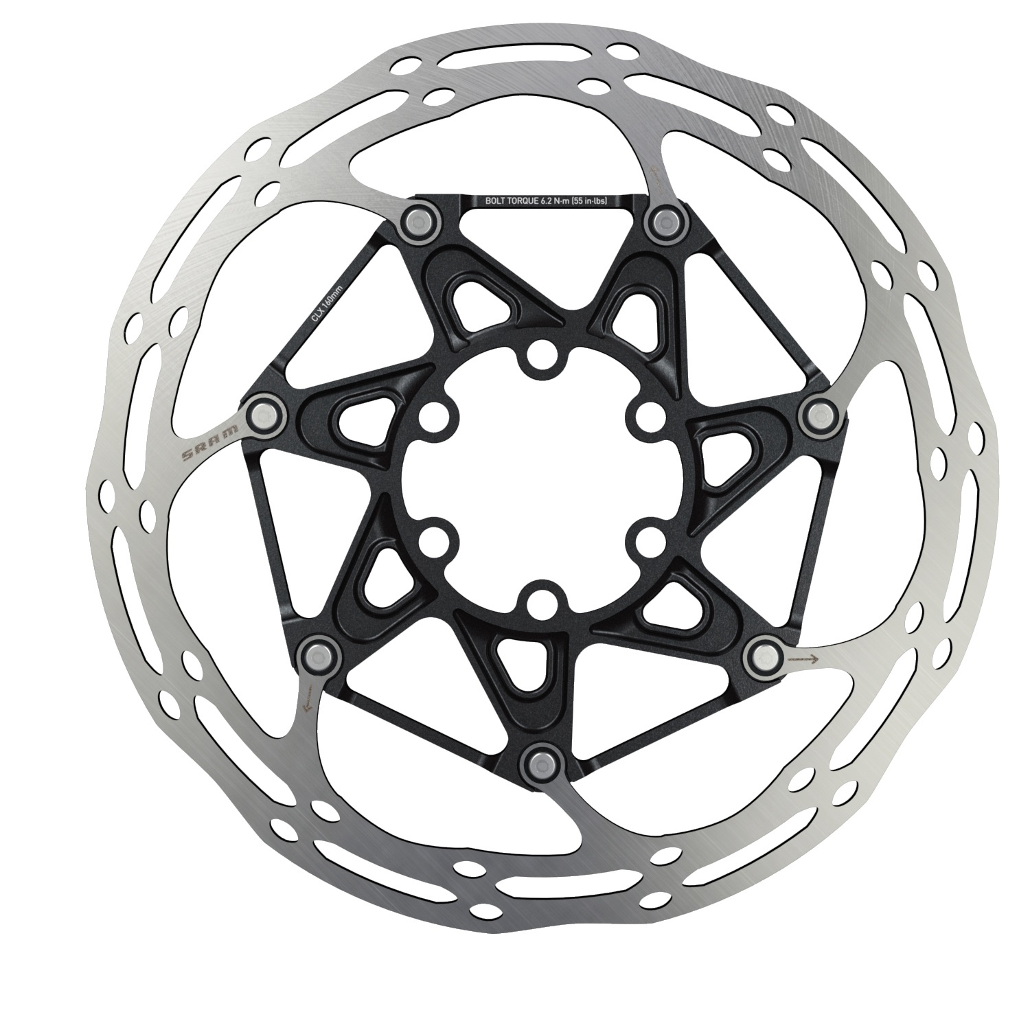 SRAM CenterLine X Disco Freno 160mm 6 Fori - Design Arrotondato, Maggiore Potere Frenante e Minore Rumore