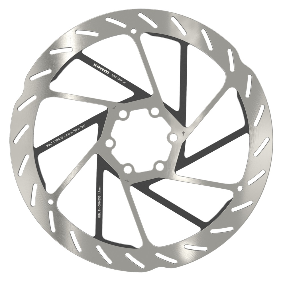 Sram HS2 Disco Freno 220mm - Centerlock e 6 Fori, Spessore 2mm, Argento, per Enduro e All Mountain