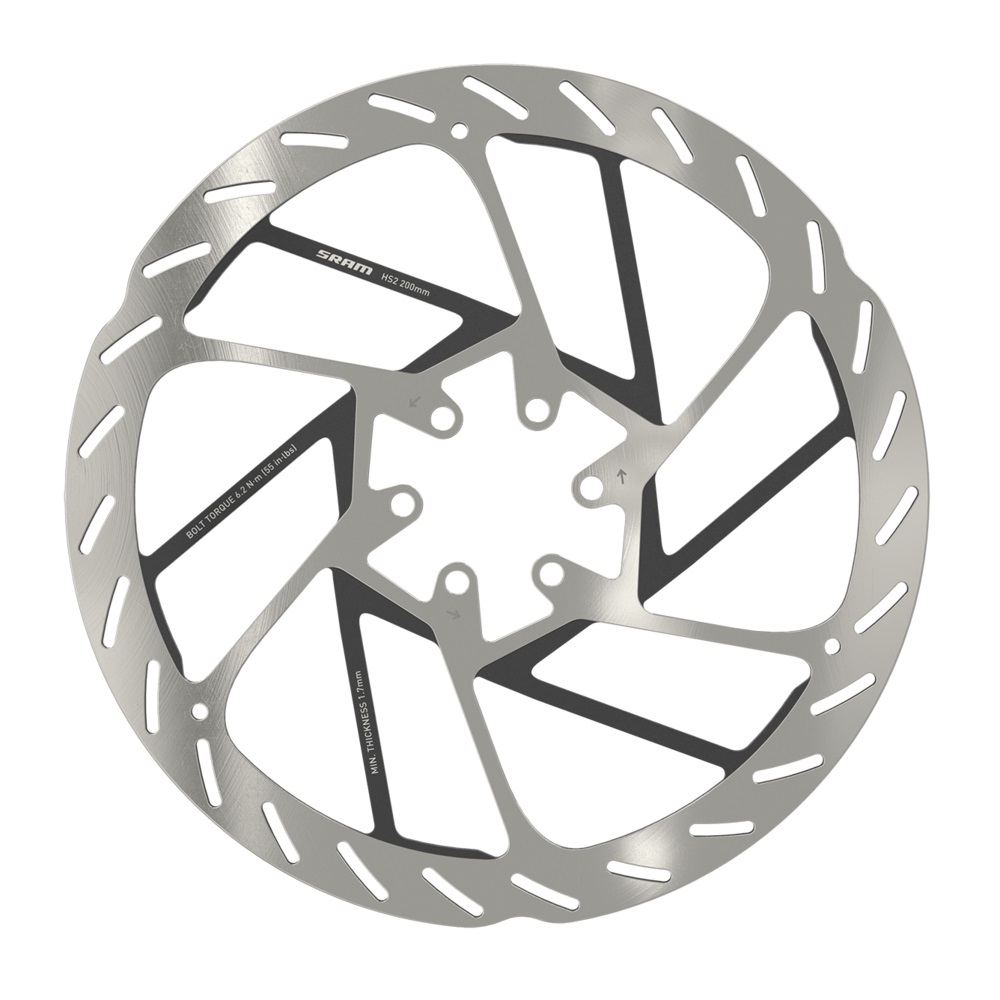 Sram DB HS2 Disco Freno Argento Ø220 mm - Centerlock e 6 fori, Spessore 2,00 mm, Specifico per Mountain Bike
