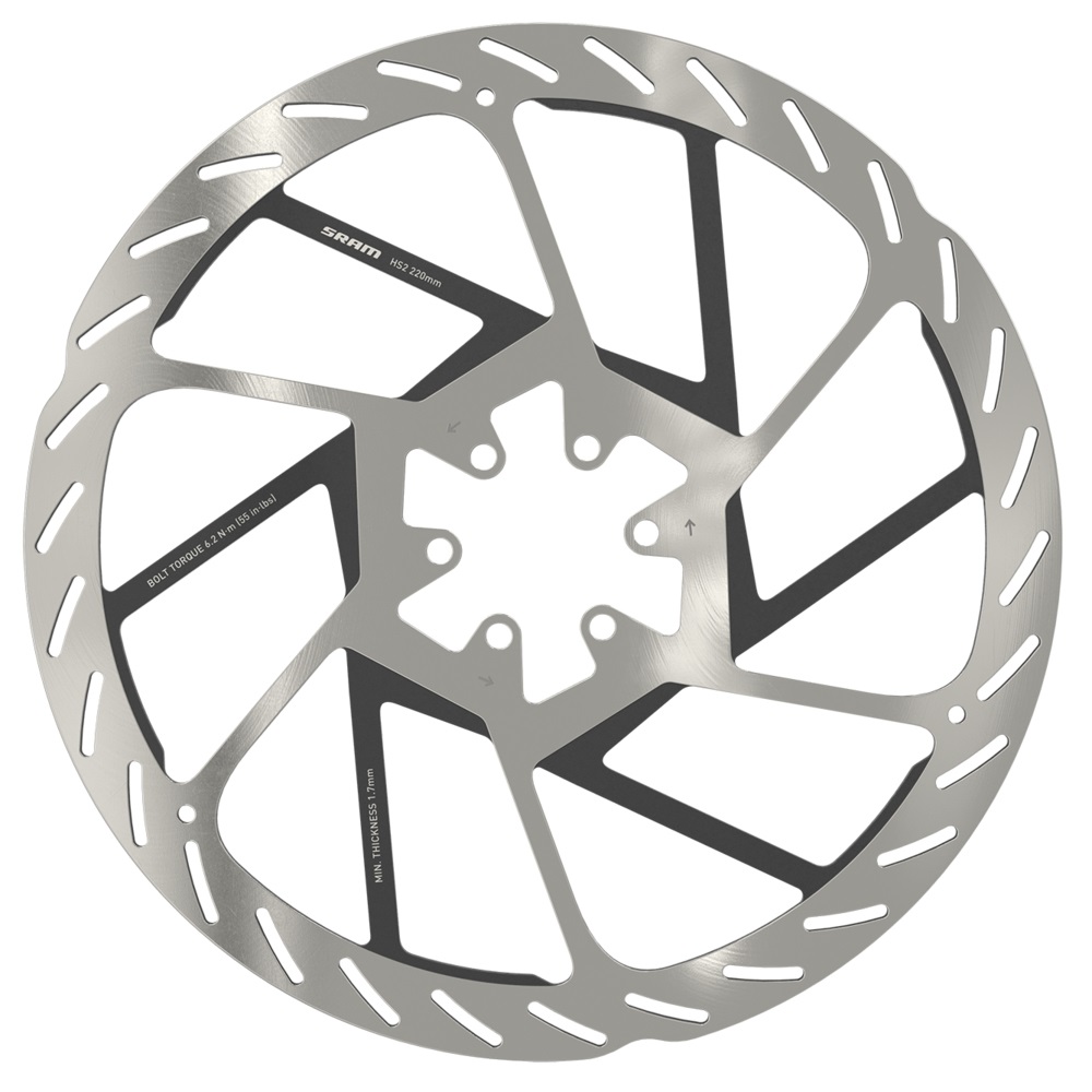 Sram DB HS2 Disco Freno Argento Ø220 mm - Centerlock e 6 fori, Spessore 2,00 mm, Specifico per Mountain Bike
