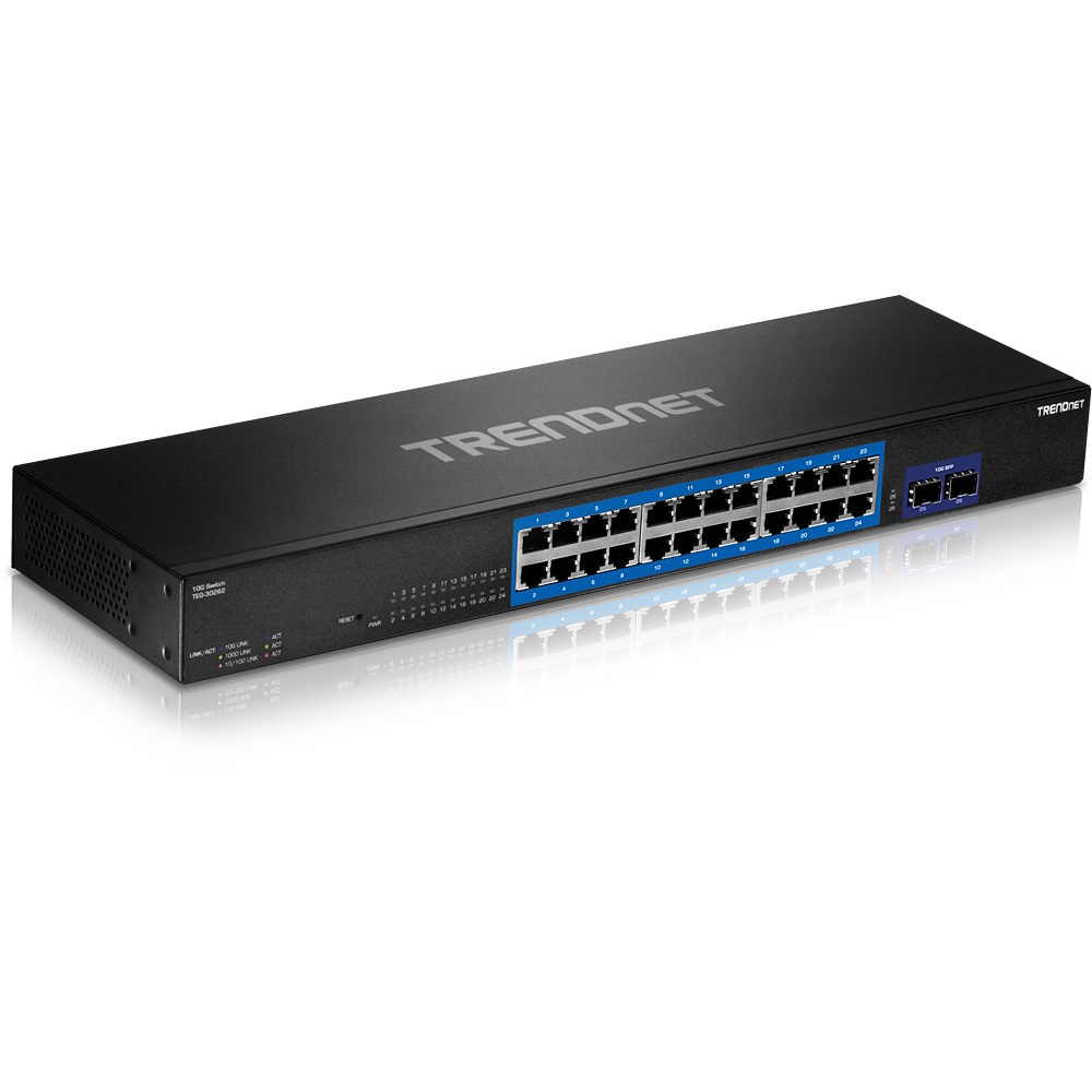 Trendnet TEG-30262 v1.0R Switch Gigabit Ethernet 24 Porte 10/100/1000 Montaggio Rack 1U Nero con 2 Slot SFP