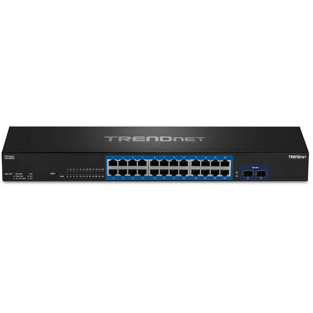 Trendnet TEG-30262 v1.0R Switch Gigabit Ethernet 24 Porte 10/100/1000 Montaggio Rack 1U Nero con 2 Slot SFP