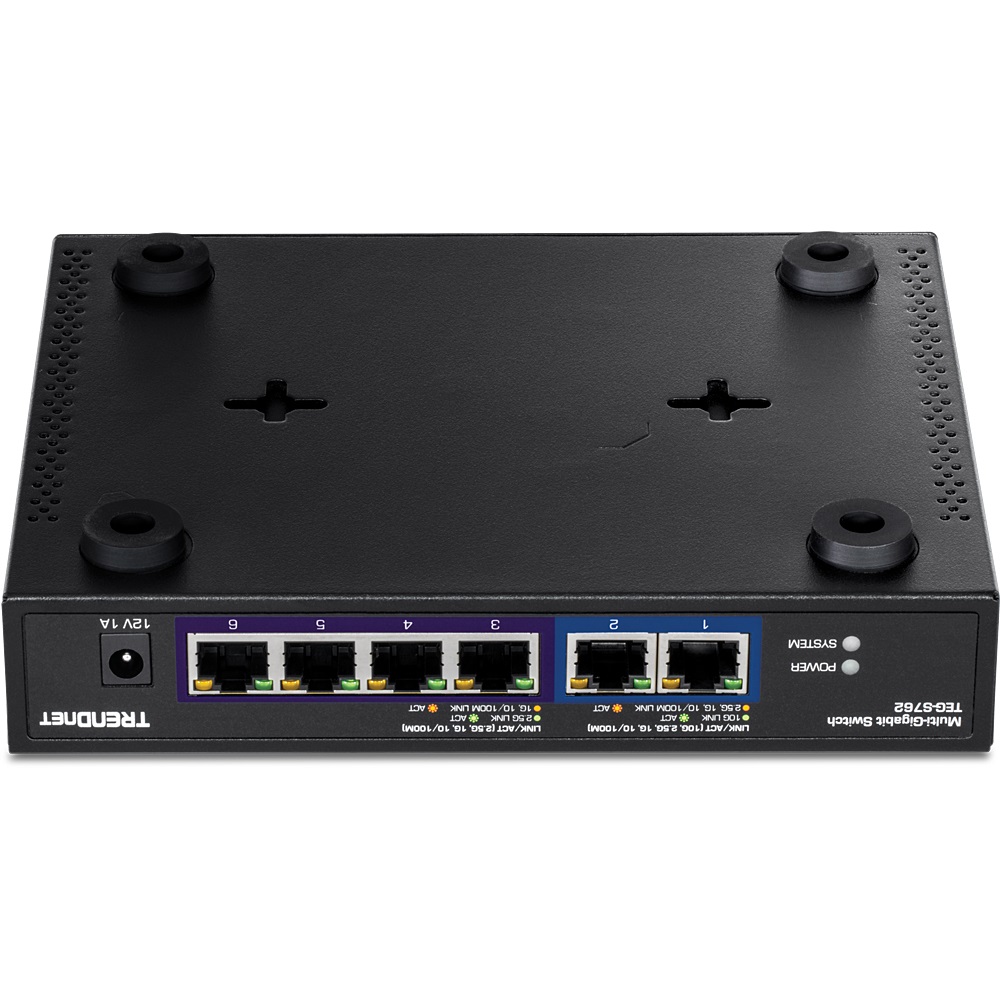 TRENDnet TEG-S762 Switch 6 porte 10G Ethernet - 4 porte RJ-45 2.5G, 2 porte RJ-45 10G, capacità di commutazione 60 Gbps, montabile a parete, design senza ventola