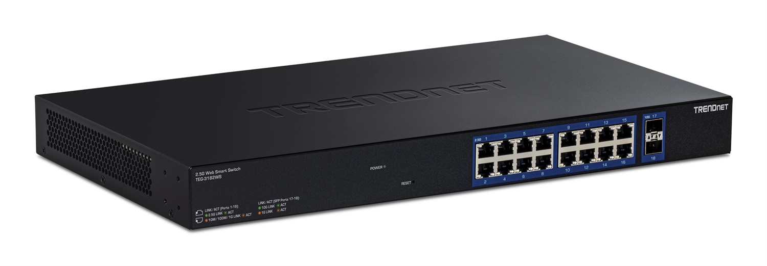 Trendnet TEG-3182WS - Switch di rete 18-PORT MULTI-GIG WEB SMART Gestito 2.5G Ethernet (100/1000/2500) 1U Nero