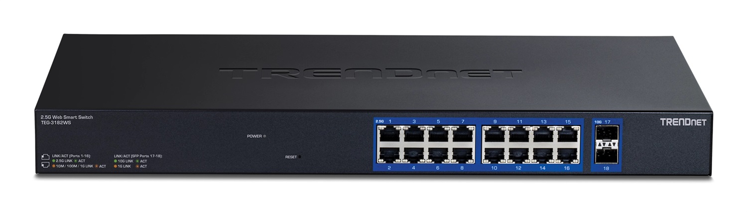 Trendnet TEG-3182WS - Switch di rete 18-PORT MULTI-GIG WEB SMART Gestito 2.5G Ethernet (100/1000/2500) 1U Nero