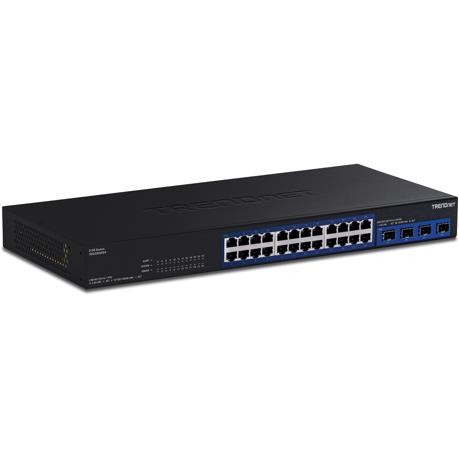Trendnet TEG-S50284 Switch Multi-Gig a 28 Porte - 24 Porte RJ45 2.5G e 4 Porte SFP 10G, Capacità di Commutazione 200 Gbps
