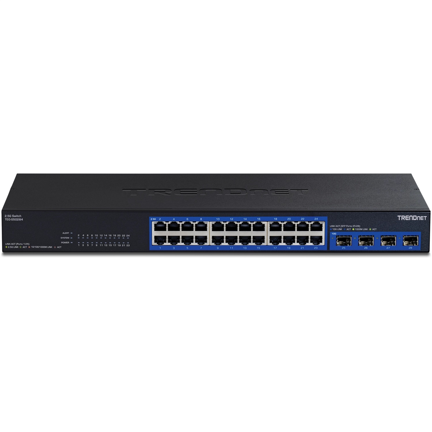 Trendnet TEG-S50284 Switch Multi-Gig a 28 Porte - 24 Porte RJ45 2.5G e 4 Porte SFP 10G, Capacità di Commutazione 200 Gbps