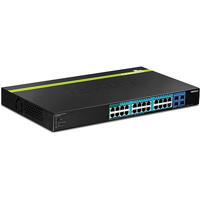 Trendnet TPE-2840WS Switch di Rete Gestito Gigabit Ethernet 24 Porte RJ-45 con Supporto Power over Ethernet (PoE) e 4 Slot SFP - Nero