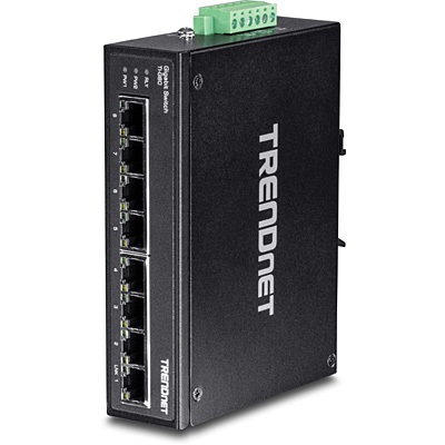 TRENDnet TI-G80 Switch di rete non gestito L2 Gigabit Ethernet 8 porte RJ-45 (10/100/1000) Hardened Industrial DIN-Rail