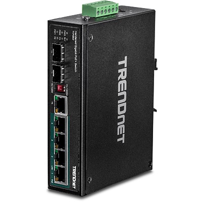 Trendnet TI-PG62 Switch di Rete Non Gestito Gigabit Ethernet PoE 6 Porte Industrial DIN Rail Nero