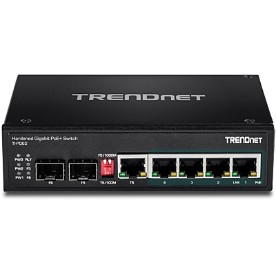 Trendnet TI-PG62 Switch di Rete Non Gestito Gigabit Ethernet PoE 6 Porte Industrial DIN Rail Nero