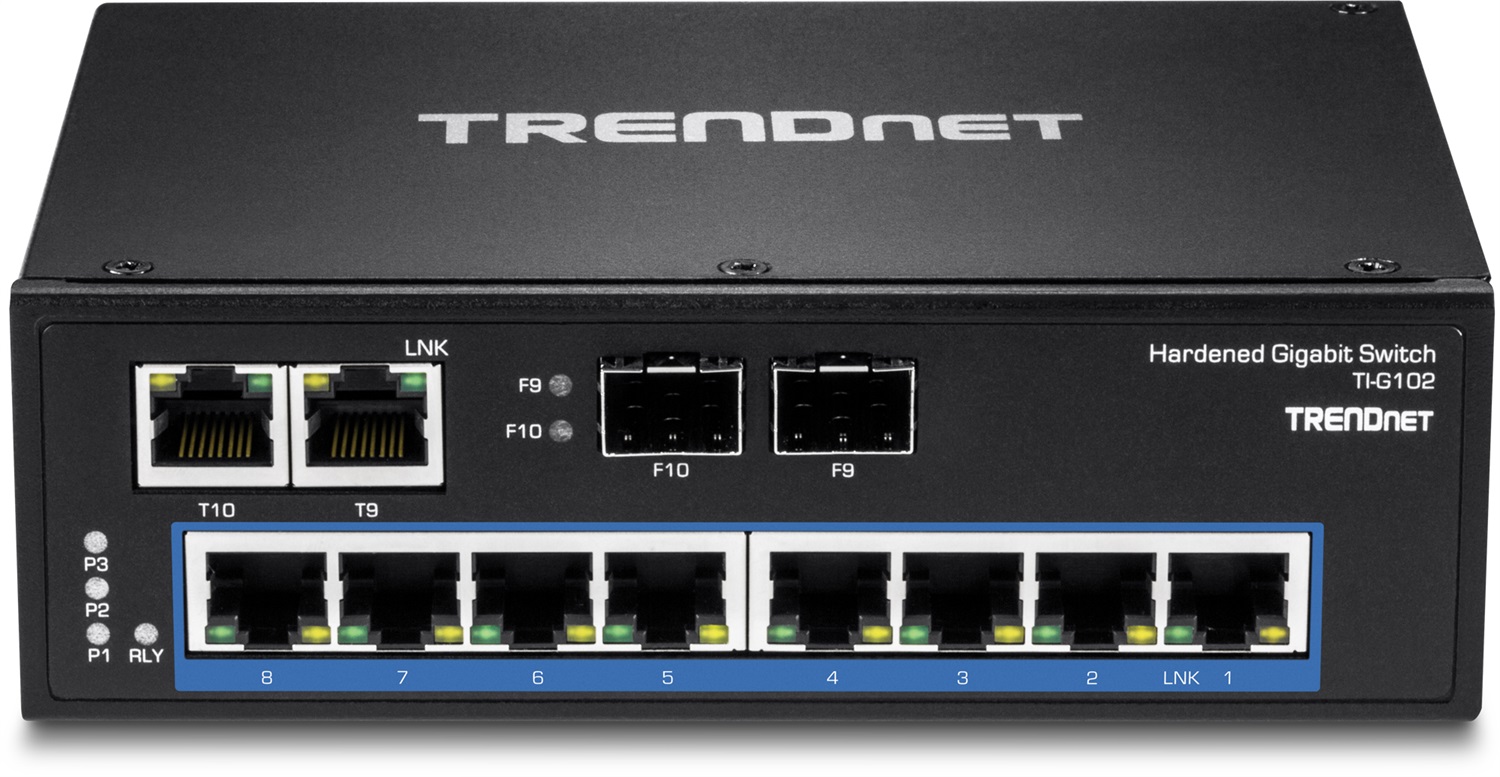 TRENDnet TI-G102 Switch di Rete Gigabit Ethernet (10/100/1000) con 10 Porte RJ-45, Capacità di Commutazione 20 Gbit/s, Colore Nero