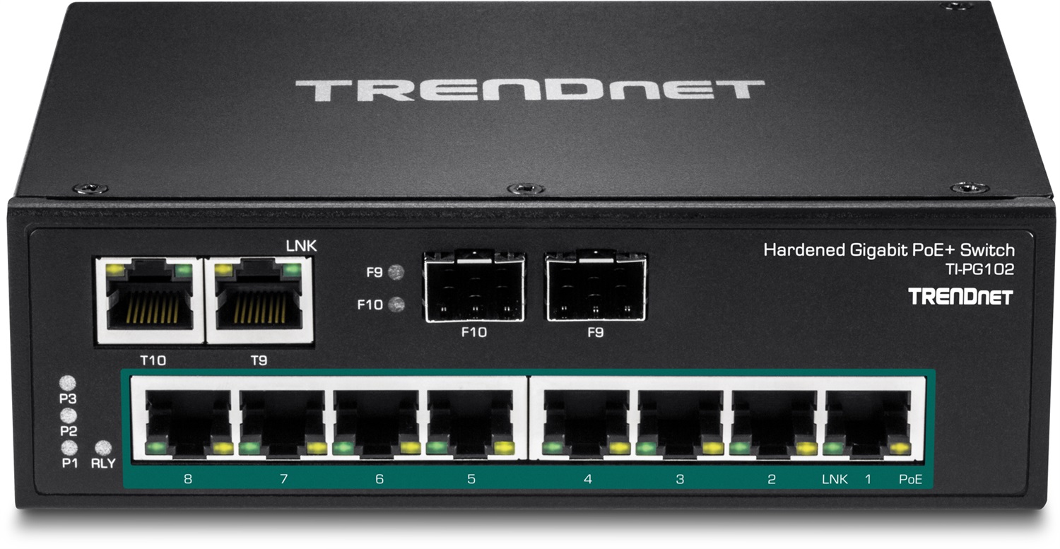 Trendnet TI-PG102 Switch di Rete Non Gestito Gigabit Ethernet (10/100/1000) con 10 Porte RJ-45 e Supporto Power over Ethernet (PoE) - Nero