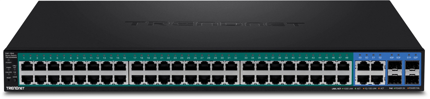 Trendnet TPE-5048WS Switch di Rete Gestito Gigabit Ethernet (10/100/1000) con Supporto Power over Ethernet (PoE) 1U Nero
