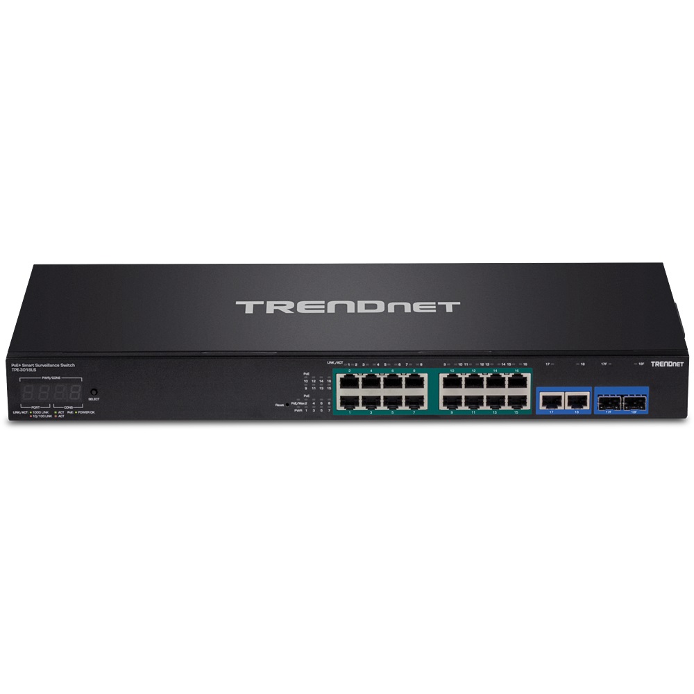 Trendnet TPE-3018LS Switch di Rete Gestito 18 Porte Gigabit Ethernet (10/100/1000) PoE Rack 1U Nero