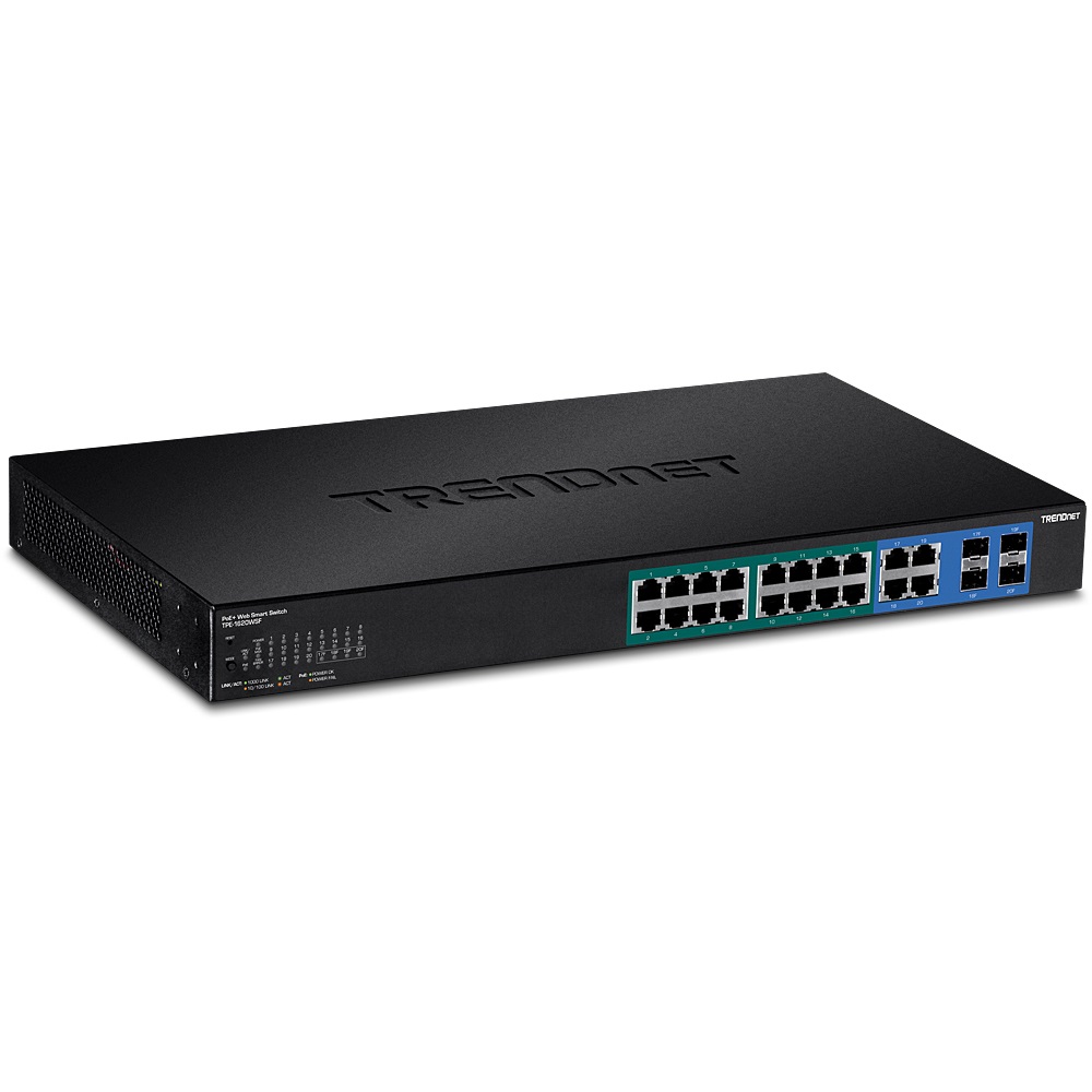 Trendnet TPE-1620WSF Switch di Rete Gestito L2/L3 20 Porte Gigabit Ethernet (10/100/1000) con Supporto Power over Ethernet (PoE) - Capacità di Commutazione 32 Gbps, 1U, Nero