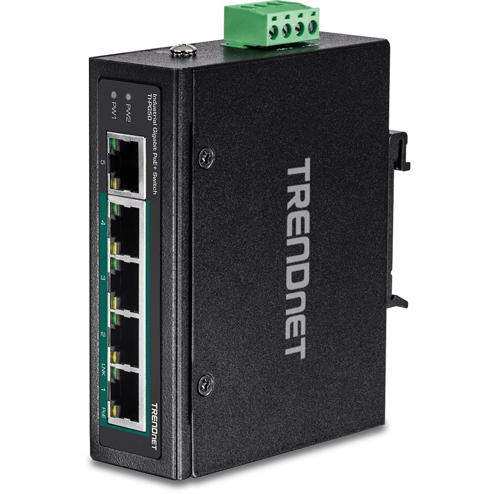 Trendnet TI-PG50 Switch di Rete Non Gestito 5 Porte Gigabit Ethernet (10/100/1000) con Supporto Power over Ethernet (PoE) - Nero