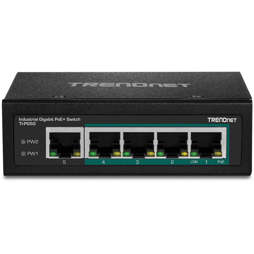 Trendnet TI-PG50 Switch di Rete Non Gestito 5 Porte Gigabit Ethernet (10/100/1000) con Supporto Power over Ethernet (PoE) - Nero