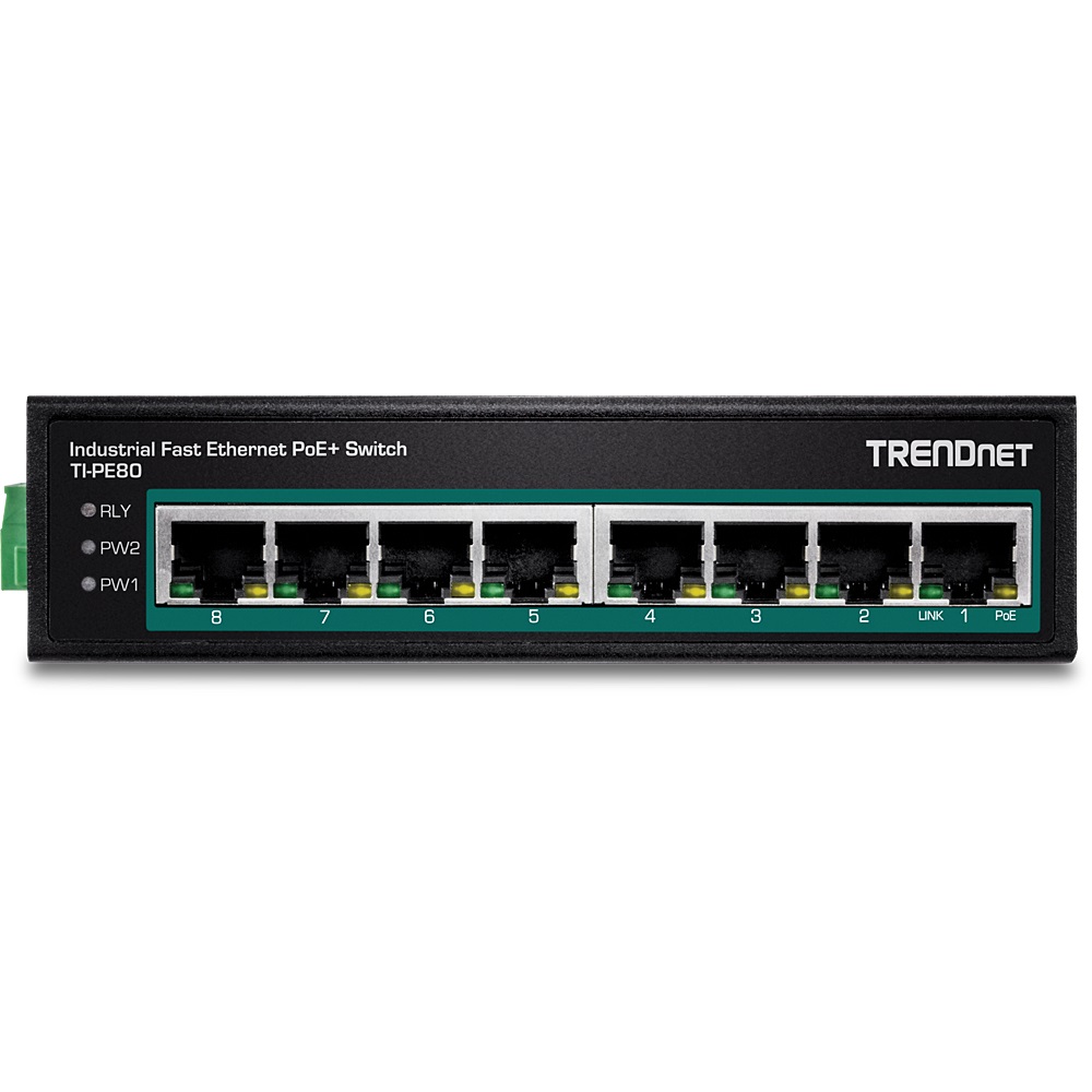 TRENDnet TI-PE80 Switch di rete Non gestito 8-Port Fast Ethernet PoE 1.6 Gbps con Alloggiamento IP30