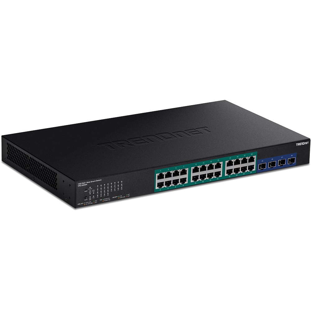 Trendnet TPE-30284 Switch di Rete Gestito L2/L4 28 Porte Gigabit Ethernet (10/100/1000) con Supporto Power over Ethernet (PoE) e Slot SFP 10G - Montaggio Rack 1U Nero