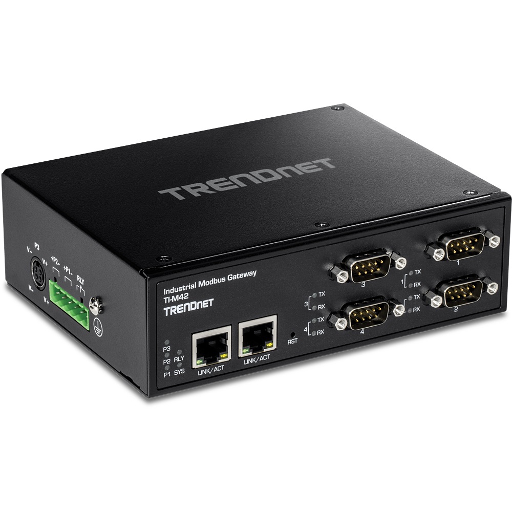 Trendnet TI-M42 Gateway/Controller 10/100 Mbit/s, Nero, IP30, 4 Porte Seriali DB-9