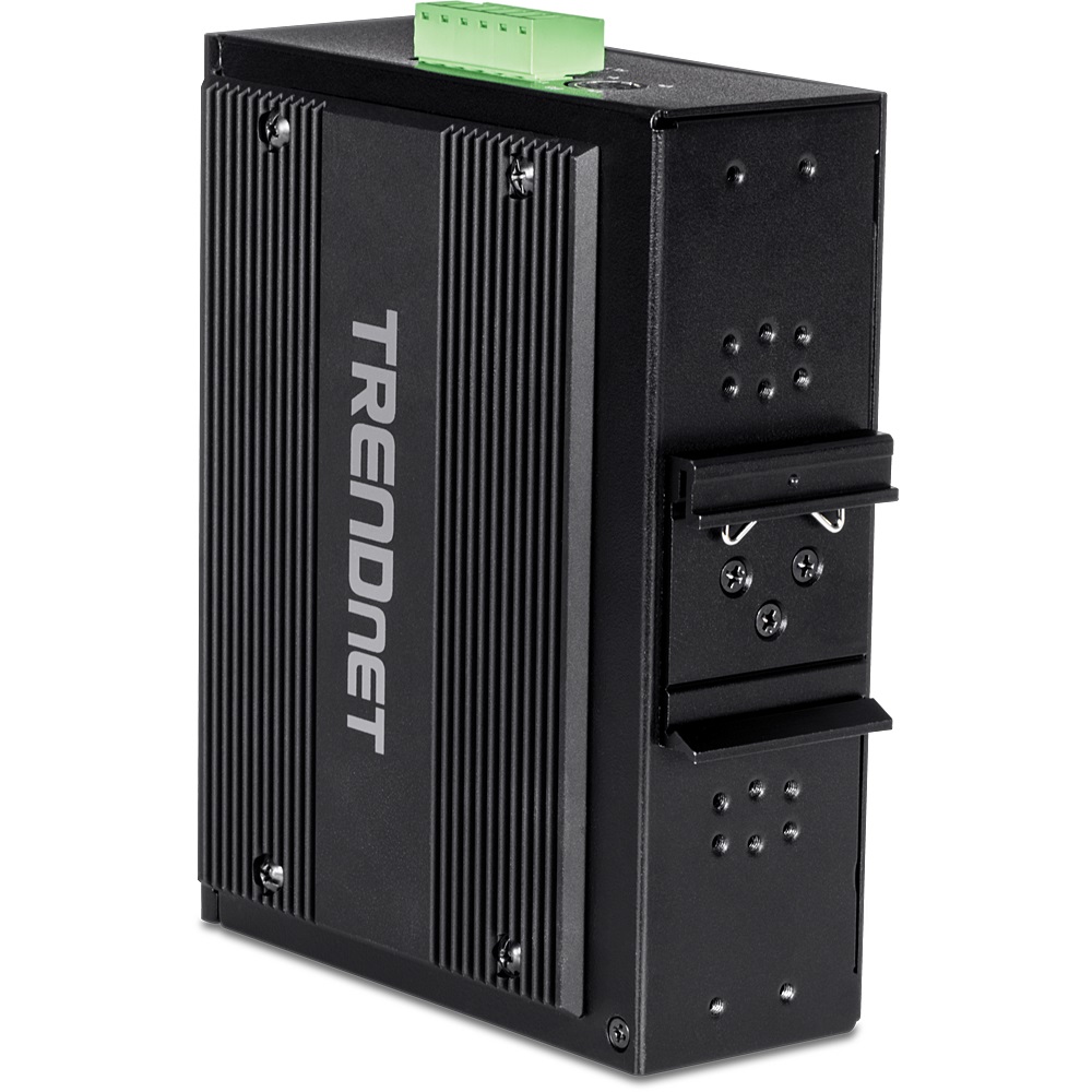 Trendnet TI-BG104 Switch di rete Non gestito Gigabit Ethernet (10/100/1000) con Supporto Power over Ethernet (PoE) - 10 Porte RJ-45, 2 Porte Combo SFP, Installazione su Guida DIN, Nero
