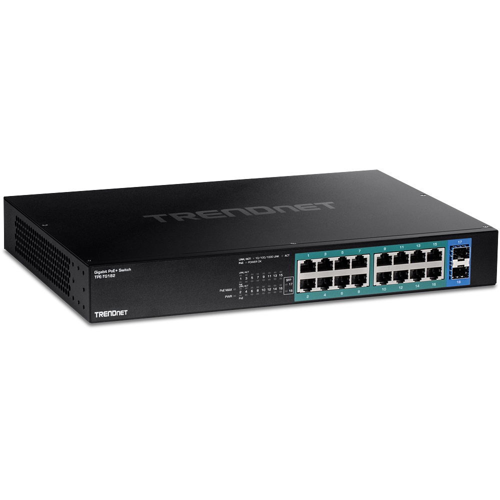 Trendnet TPE-TG182 Switch di Rete Unmanaged Gigabit Ethernet 18 Porte PoE Rack 1U