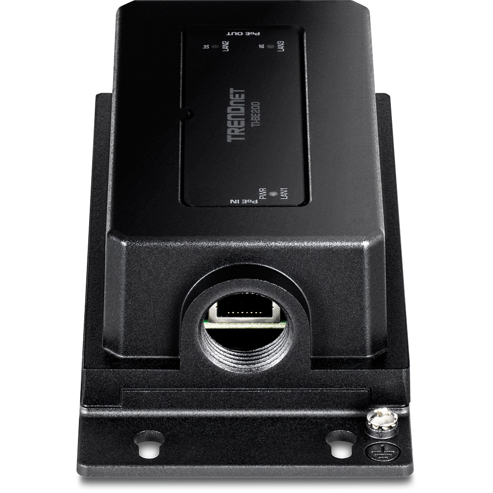Trendnet Iniettore PoE TI-BE200 - 10/100/1000 Mbit/s, Nero, Industriale, Outdoor, IP67