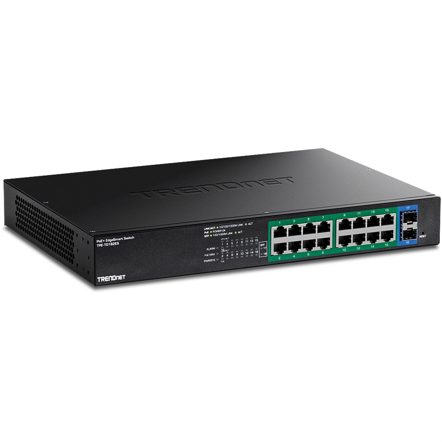 Trendnet TPE-TG182ES Switch di Rete Gestito 18 Porte Gigabit Ethernet (10/100/1000) con Supporto Power over Ethernet (PoE) - Nero
