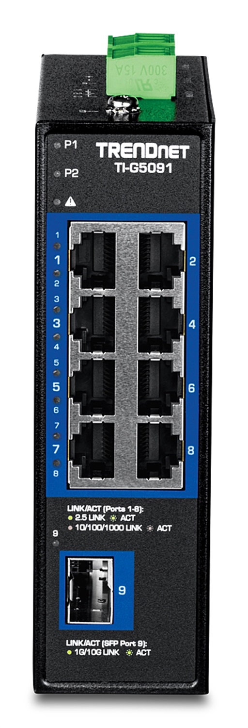Trendnet TI-G5091 Switch di rete Non gestito 9-Port Industriale 2.5G DIN-Rail