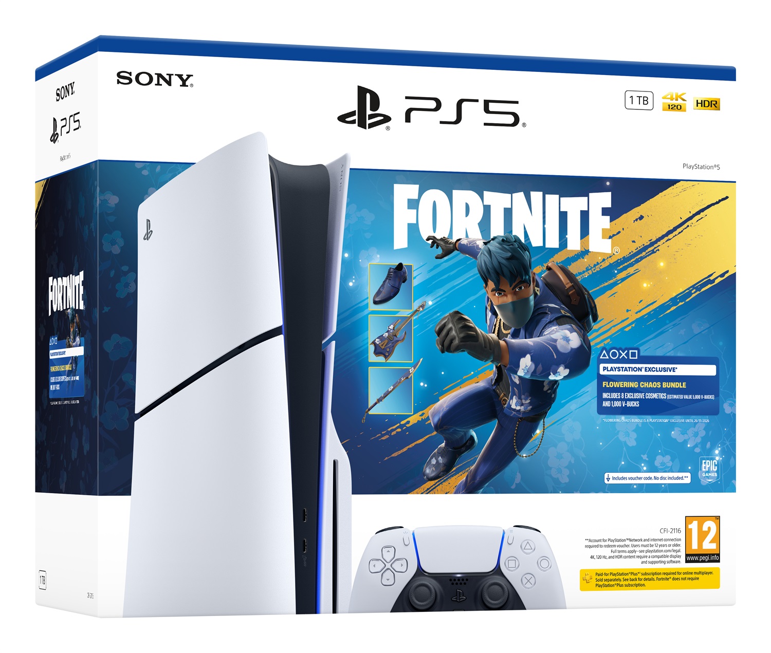 Sony PlayStation 5 Slim 1TB Console Blu Ray con Fortnite Flowering