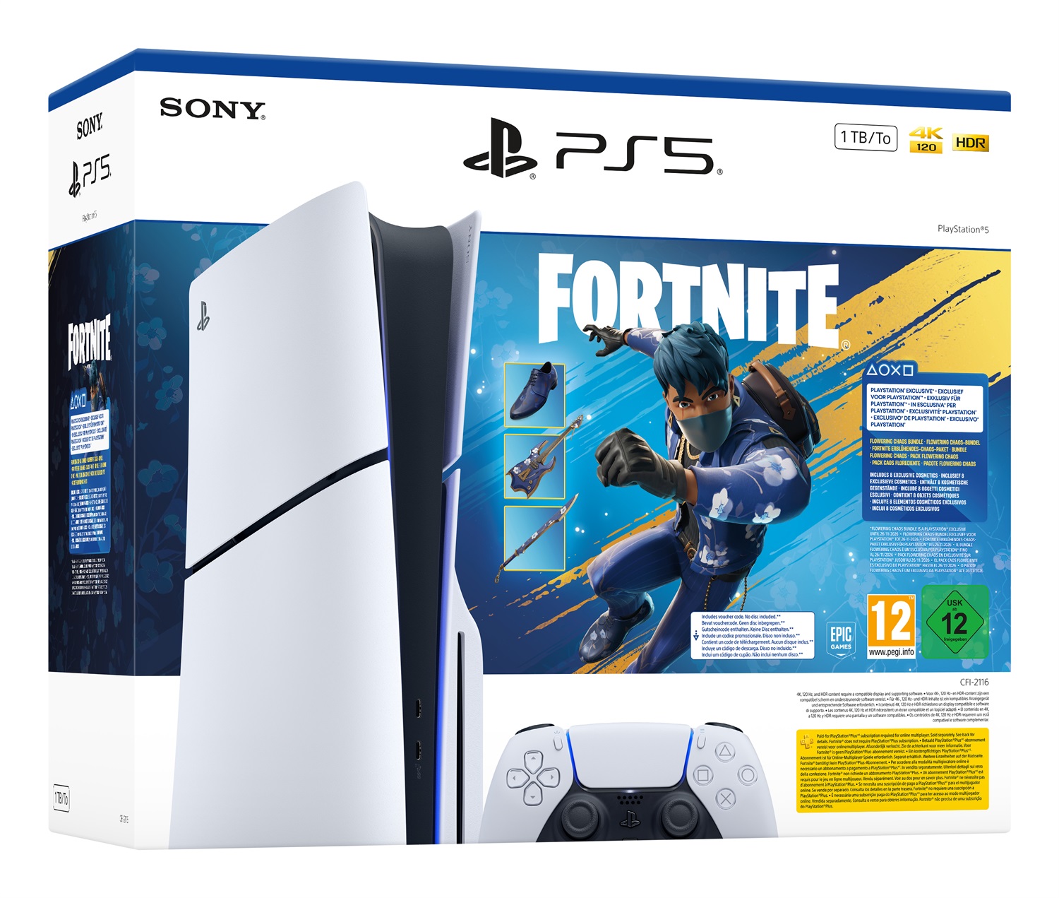 Sony PlayStation 5 Slim 1TB Console Blu Ray con Fortnite Flowering