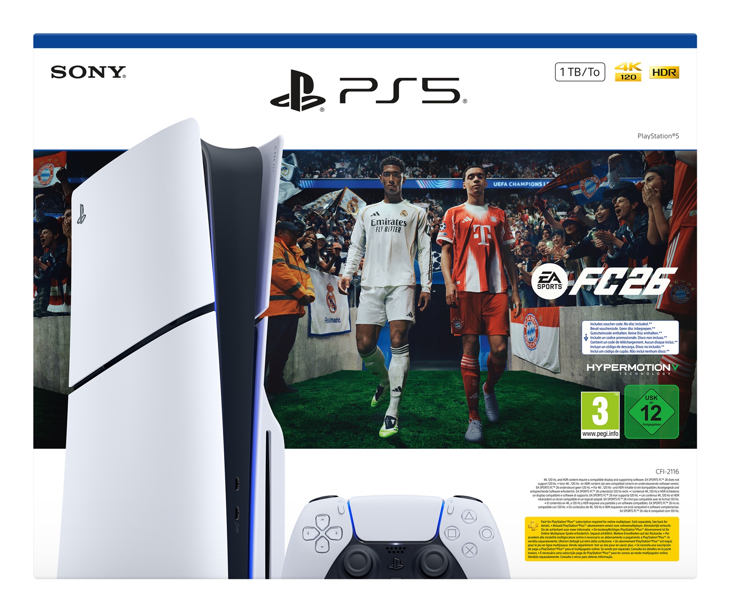 Sony PlayStation 5 Slim 1TB Bundle con EA Sports FC 26 - Console Blu Ray Edition, Wi-Fi, Nero e Bianco