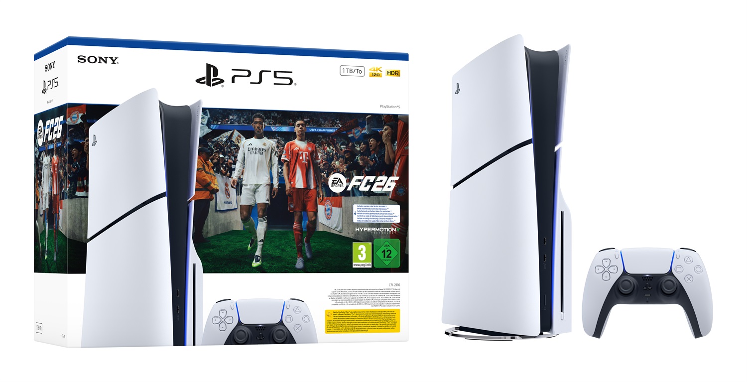 Sony PlayStation 5 Slim 1TB Bundle con EA Sports FC 26 - Console Blu Ray Edition, Wi-Fi, Nero e Bianco