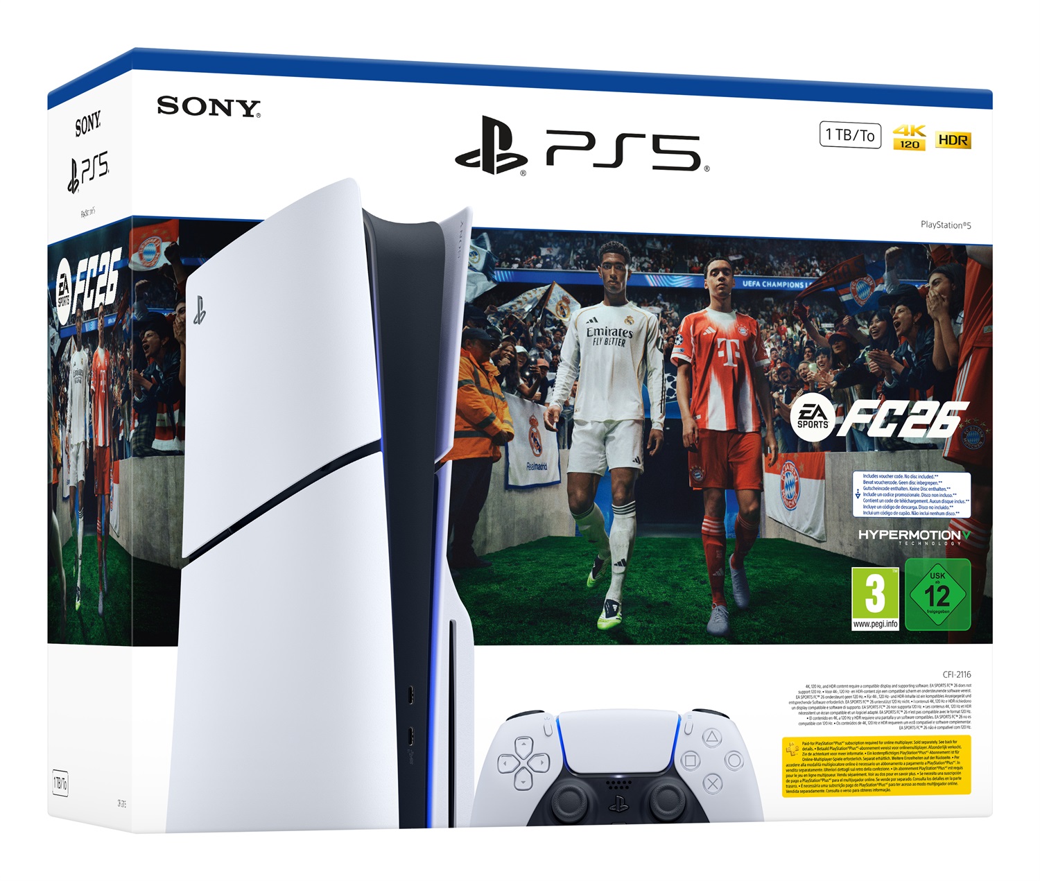 Sony PlayStation 5 Slim 1TB Bundle con EA Sports FC 26 - Console Blu Ray Edition, Wi-Fi, Nero e Bianco