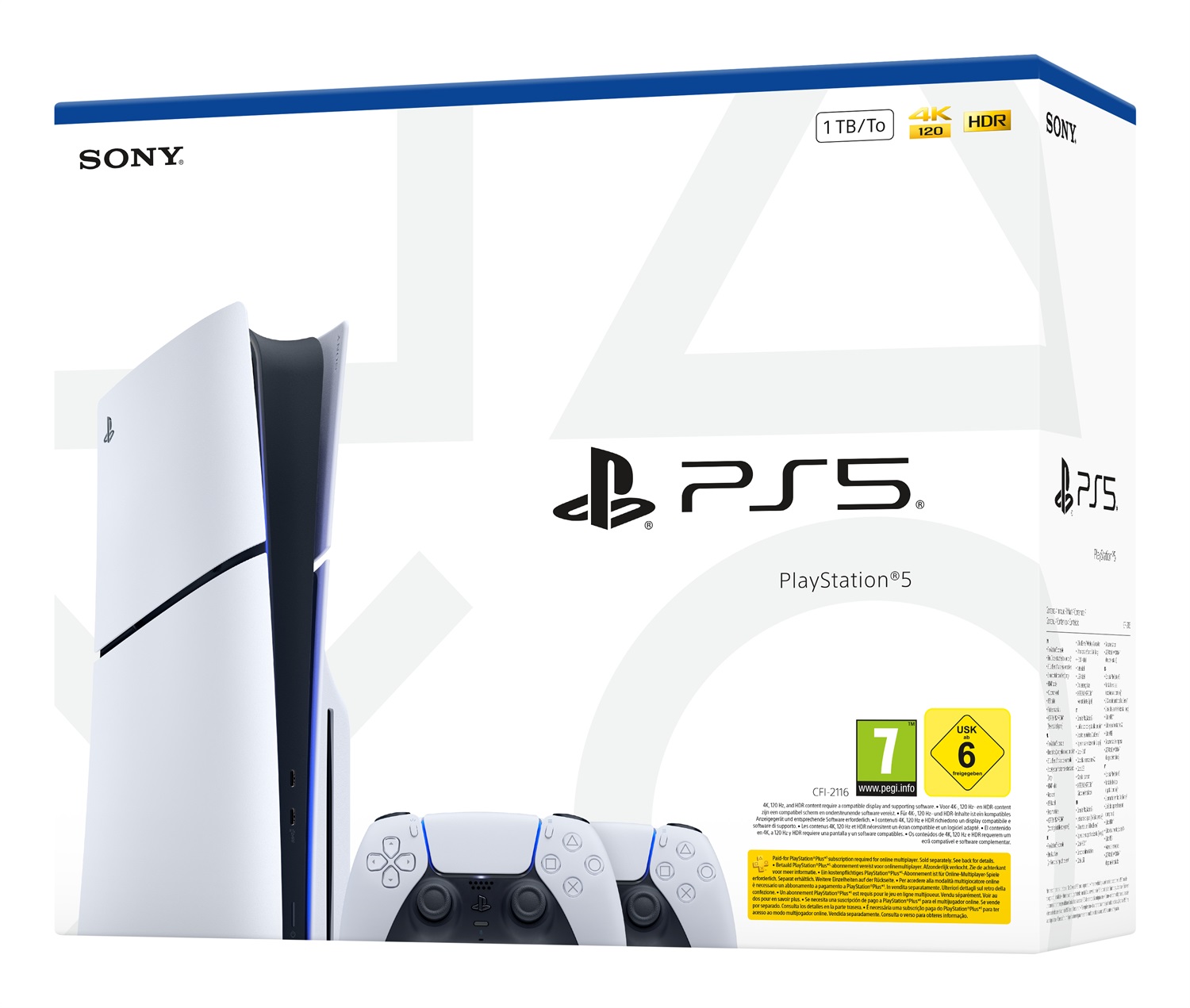 Sony PlayStation 5 E Chassis Slim 1 TB con 2 Controller DualSense White