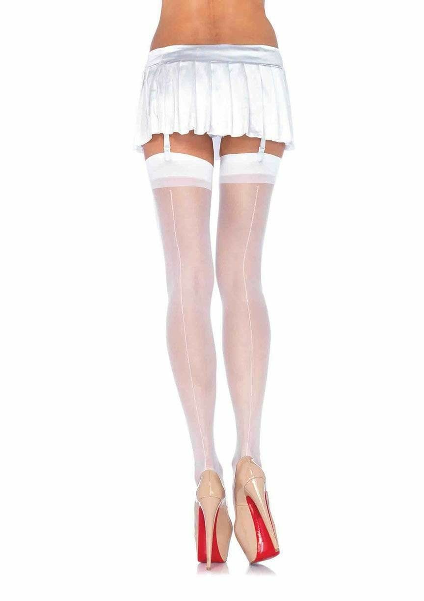 Leg Avenue Calze Velate Bianche con Riga Posteriore - Taglia Unica