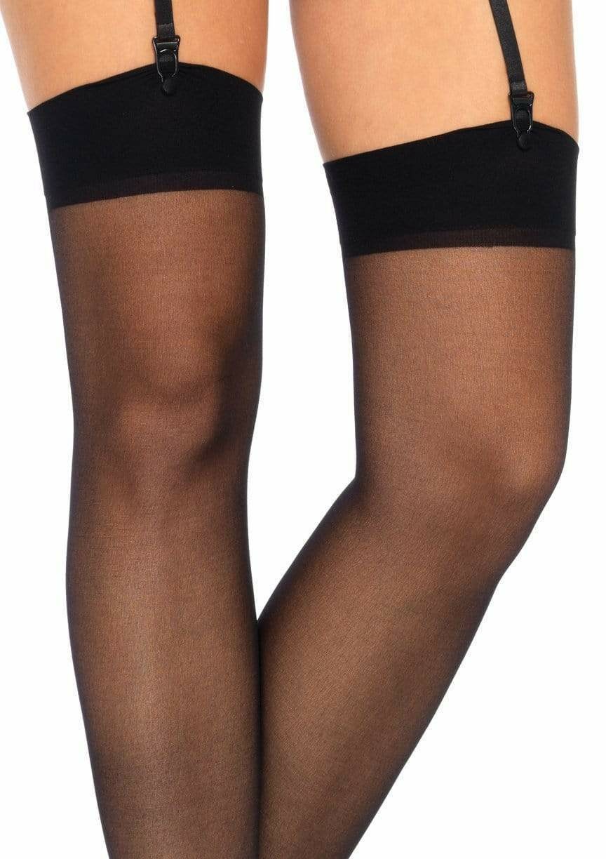Leg Avenue Calze e Collant Neri Velati Senza Cuciture - Misura Unica (O/S), 100% Poliammide e Nylon