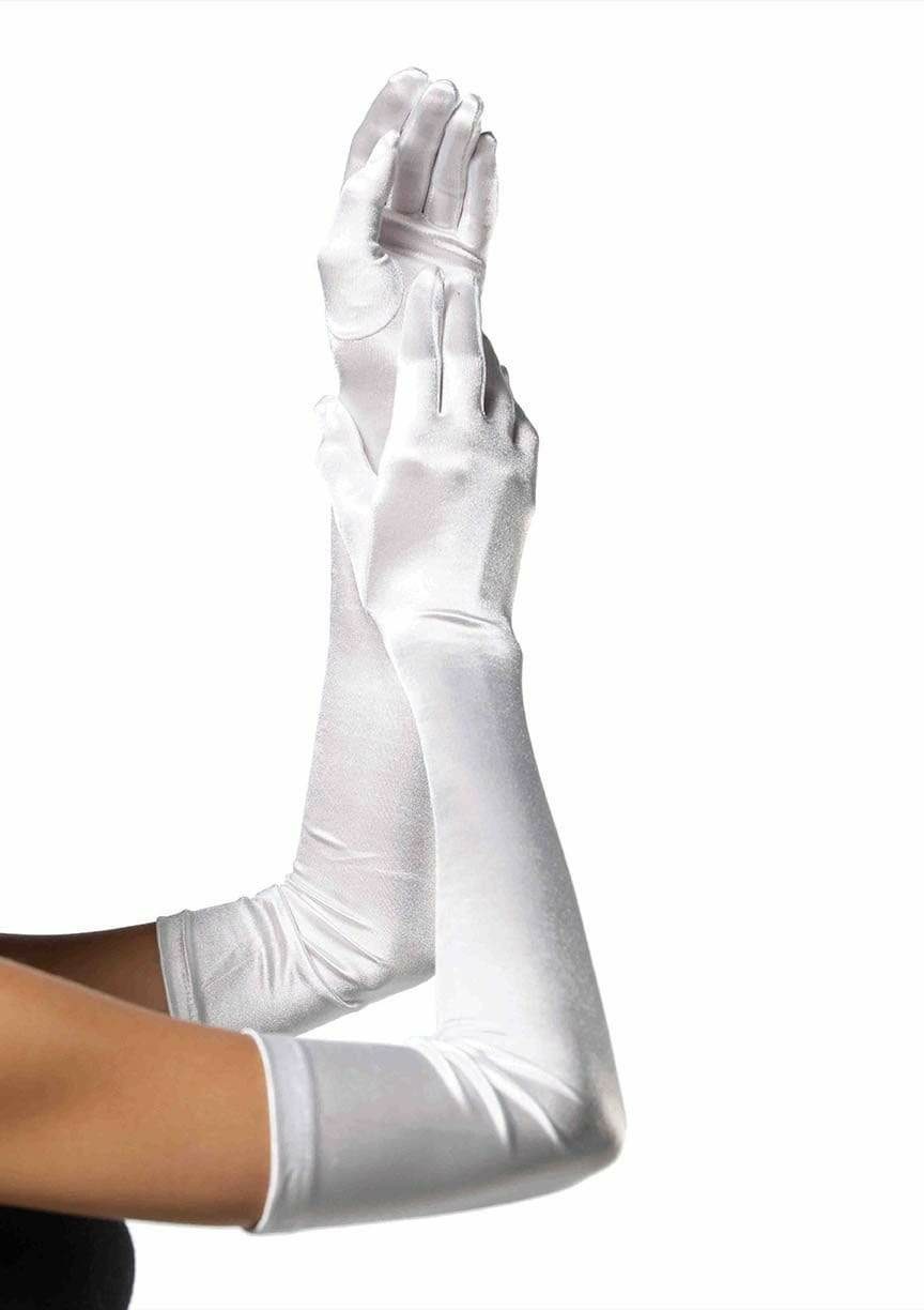 LEG AVENUE Guanti Sexy Extra Long Satin Bianco - Guanti Eleganti e Raffinati oltre il Gomito