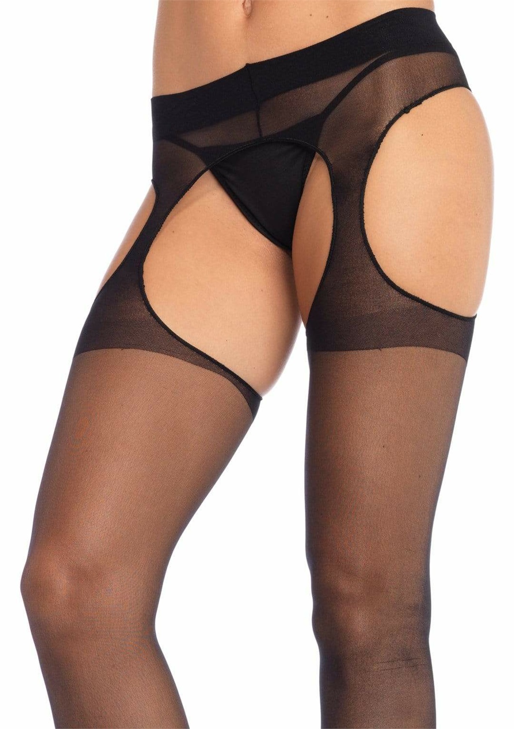 Leg Avenue Collant e Calze con Reggicalze Nero - 100% Poliammide, Taglia O/S, Design Elegante e Seducente