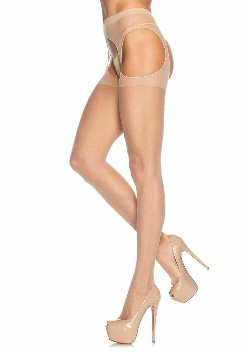 Leg Avenue Collant e Calze con Reggicalze Integrato Nude - Velato, Taglia O/S, 100% Poliammide