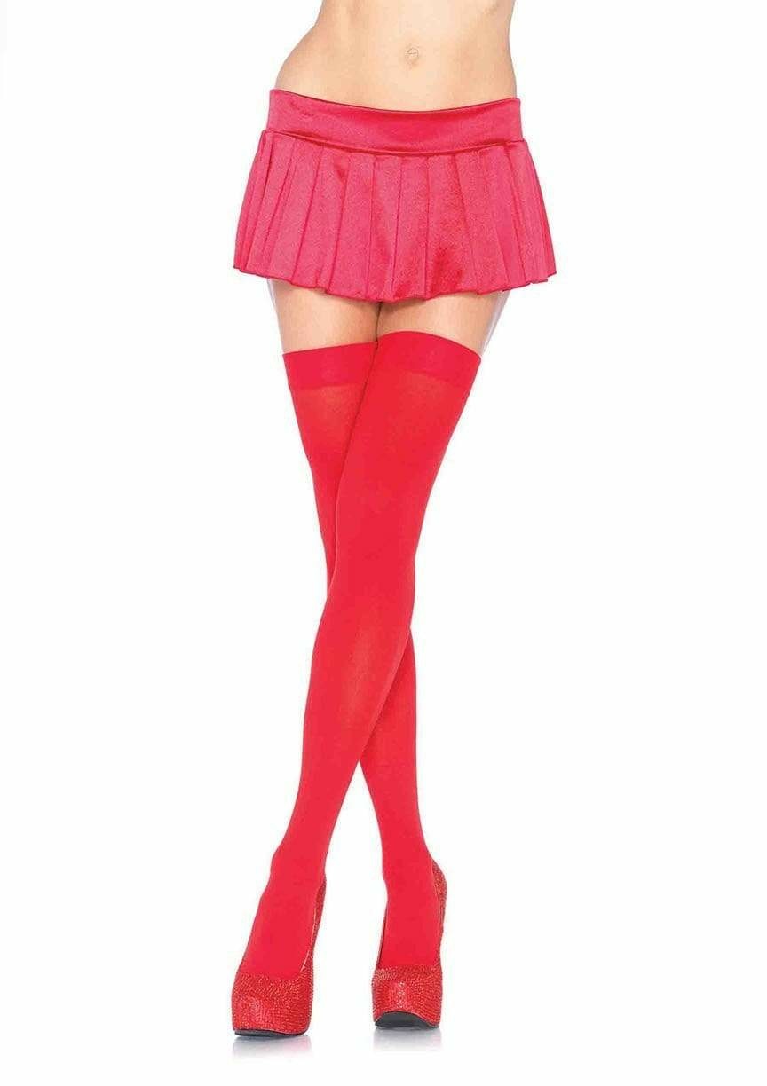 Leg Avenue Calze Autoreggenti in Nylon Rosso sopra il Ginocchio - Taglia Unica
