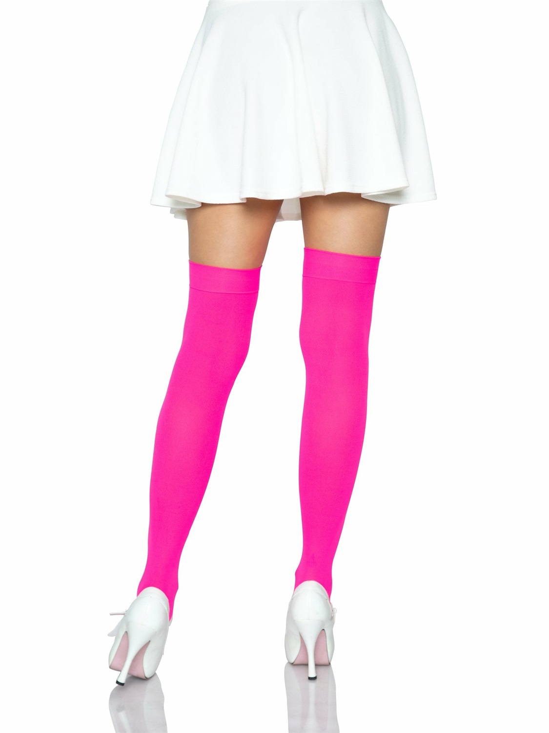 Leg Avenue Calze Autoreggenti in Nylon Rosa Neon - Taglia Unica