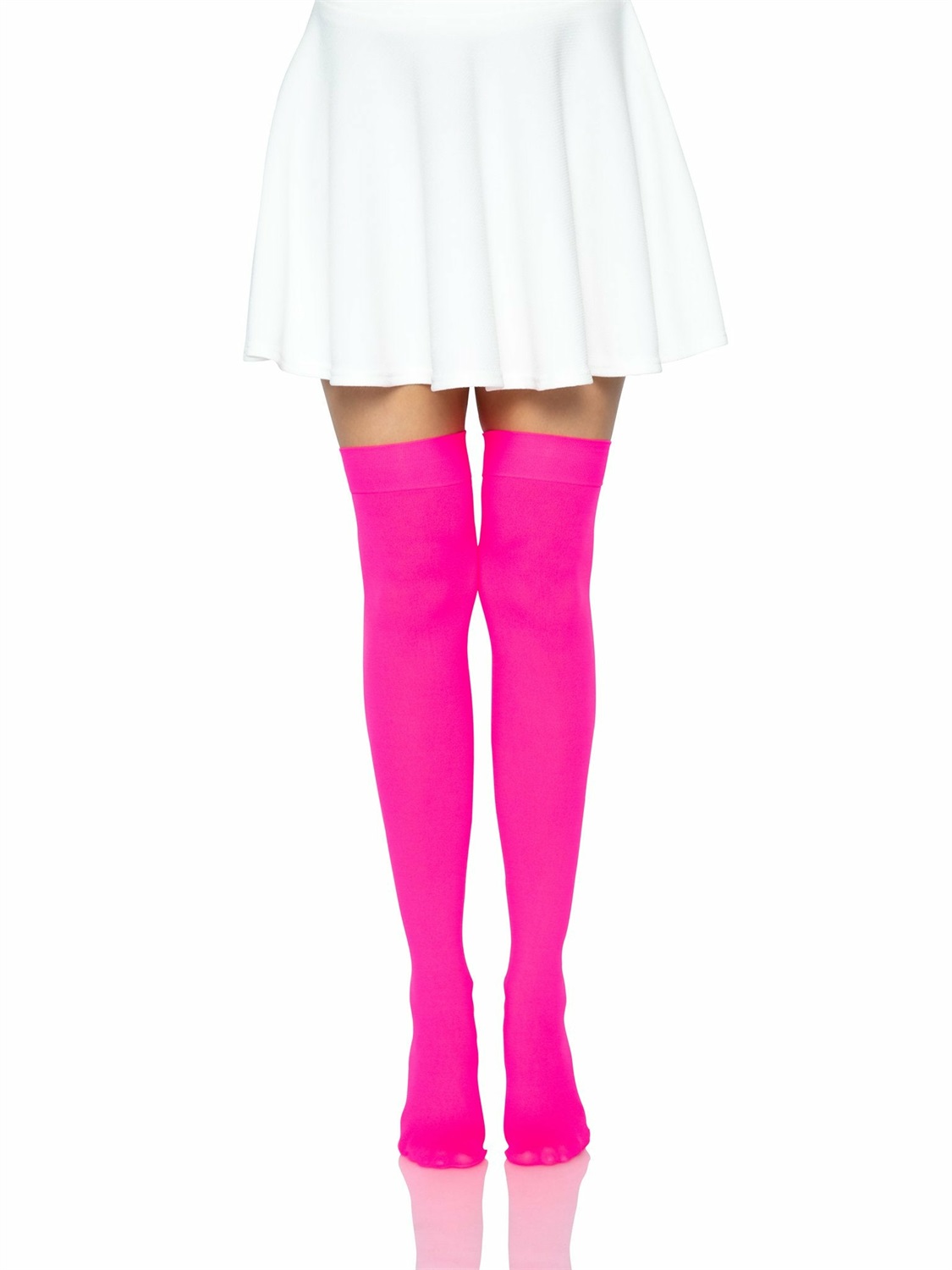 Leg Avenue Calze Autoreggenti in Nylon Rosa Neon - Taglia Unica