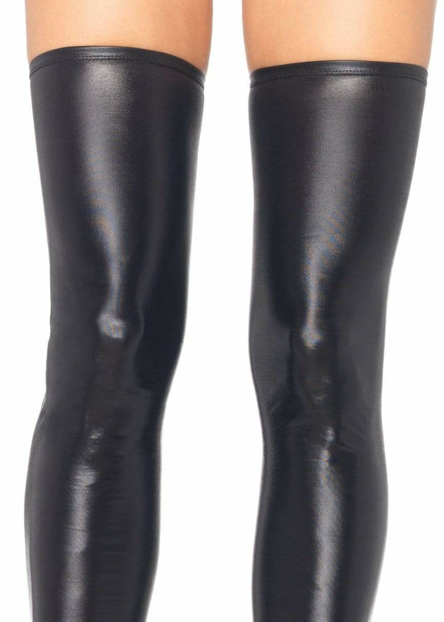 Leg Avenue Calze a Coscia Effetto Bagnato Nero - Autoreggenti M/L