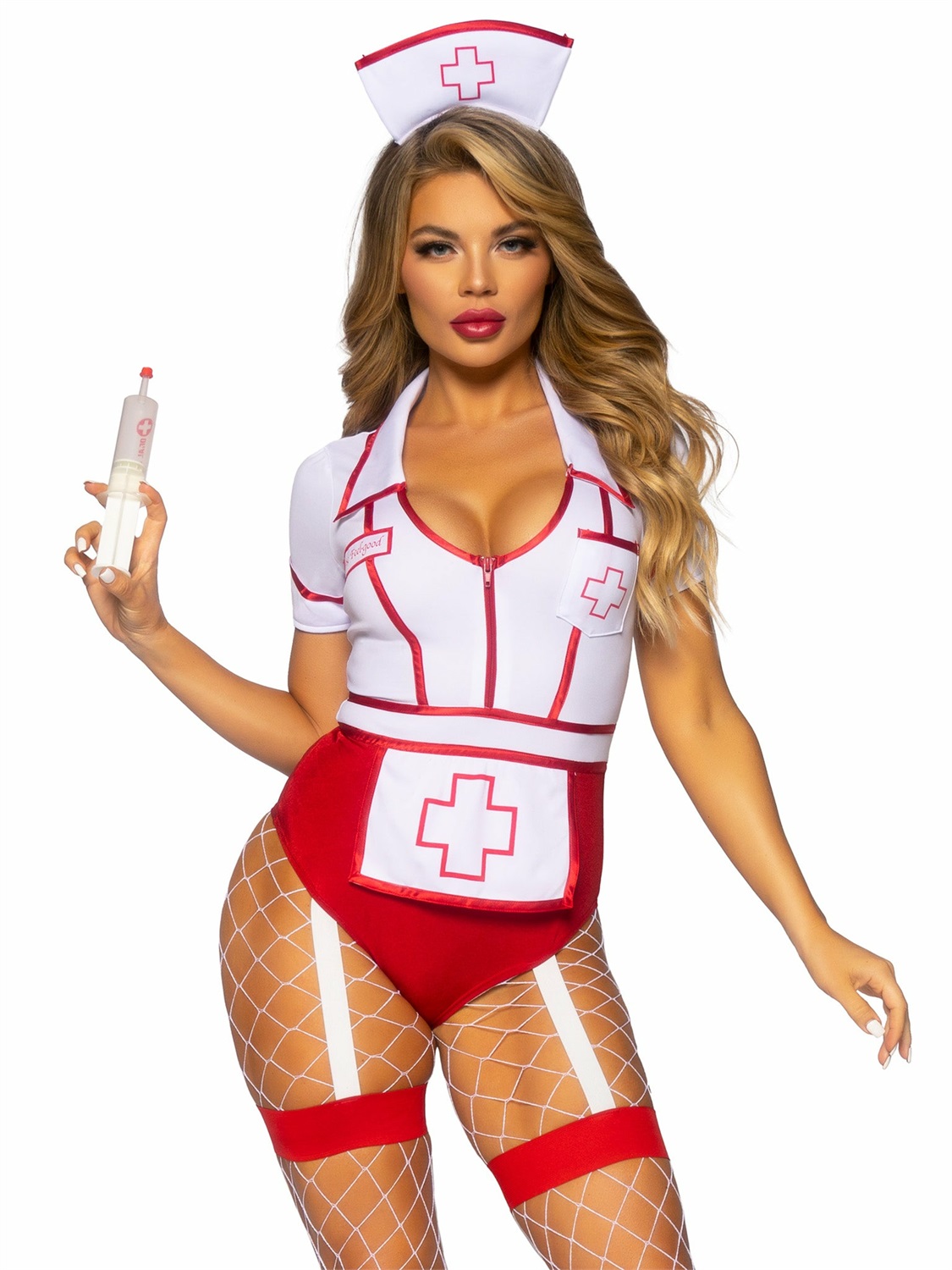 LEG AVENUE Costume da Infermiera Sexy Rosso/Bianco M - Audace ed Elegante per Halloween e Eventi
