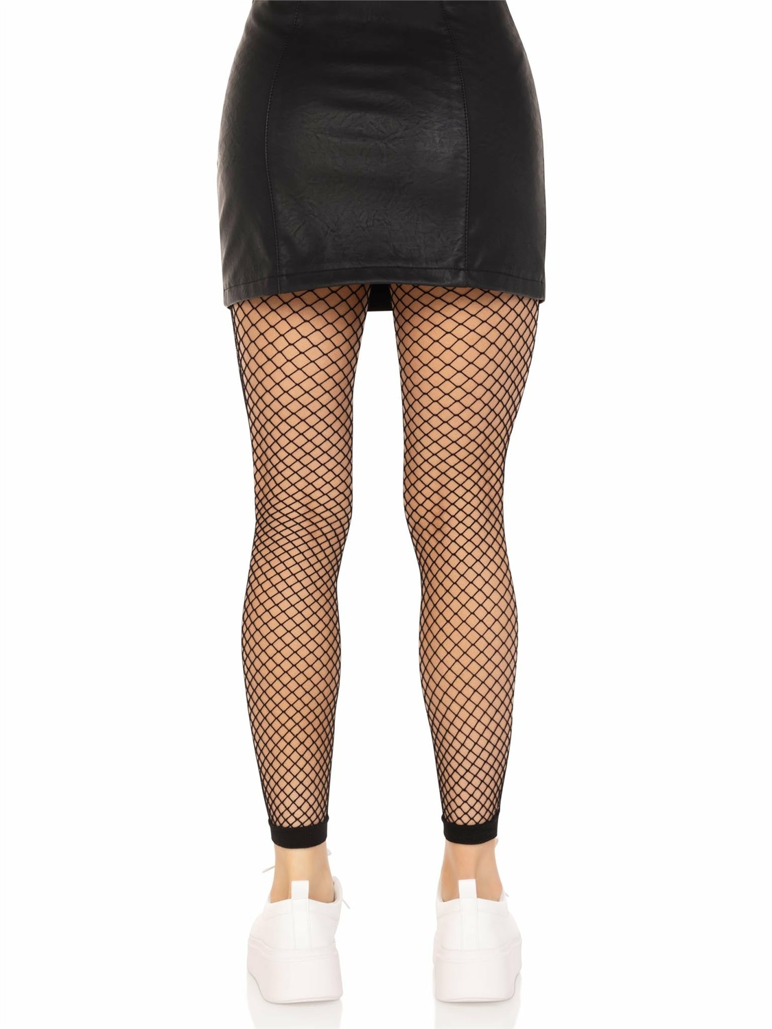 Leg Avenue Collant a Rete Nero Senza Piede con Cintura Comoda