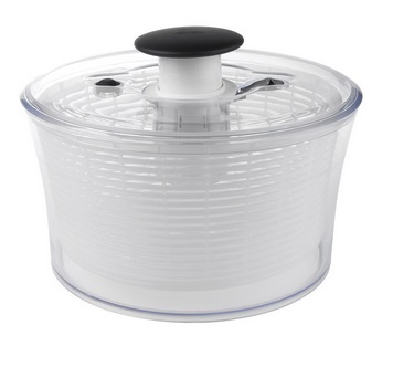 OXO Good Grips Centrifuga per Insalata 4.0, Plastica Trasparente, 6 L, Pompa a Una Mano, Anello Antiscivolo