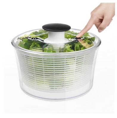 OXO Good Grips Centrifuga per Insalata 4.0, Plastica Trasparente, 6 L, Pompa a Una Mano, Anello Antiscivolo